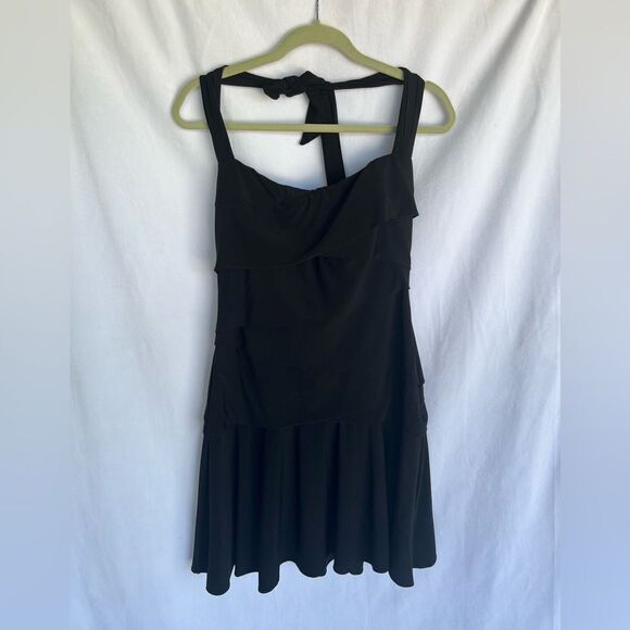 White House Black Market Dresses & Skirts - White House black market Black halter evening dress Ruffle dress size 12